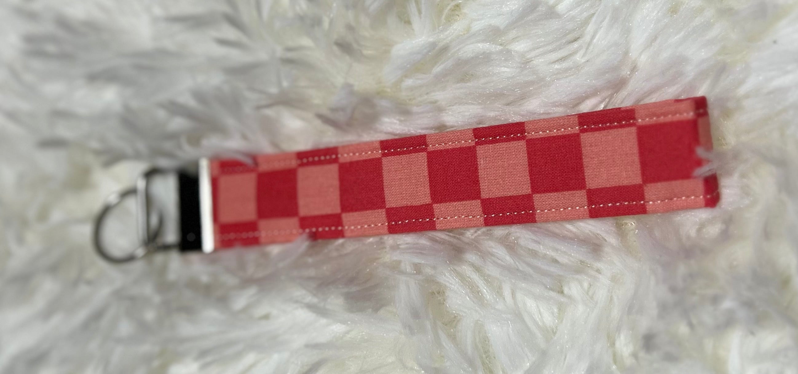 Pink Checker Print Wristlet