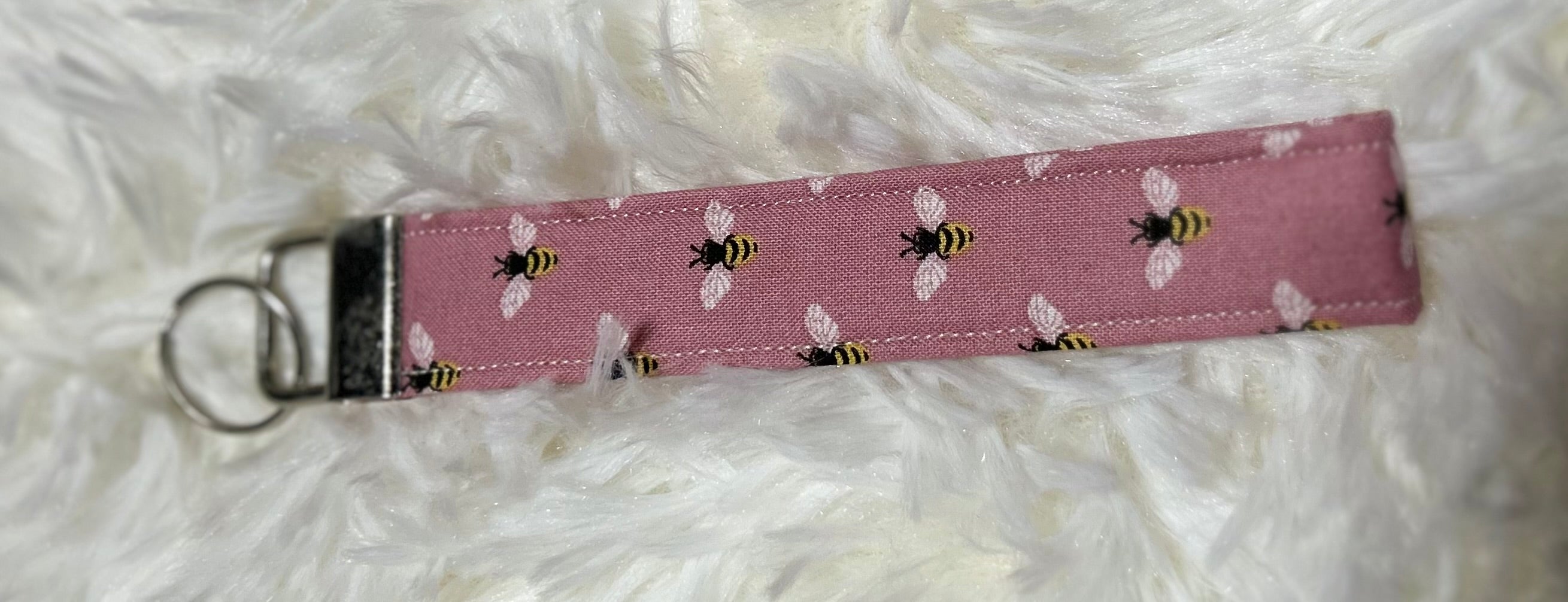 Pink Bees Wristlet