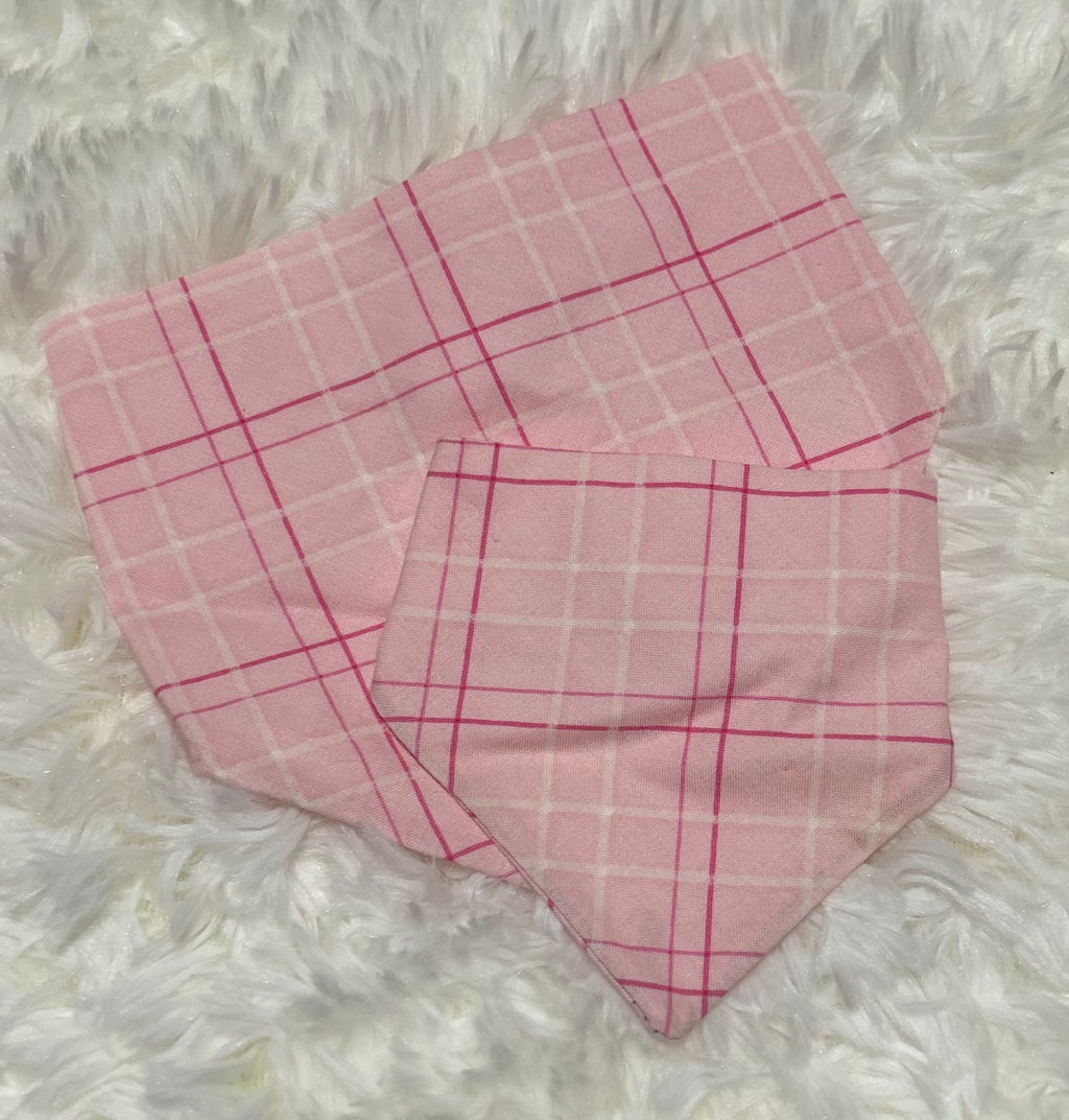 Pink Plaid Scrunchie Pet Bandana