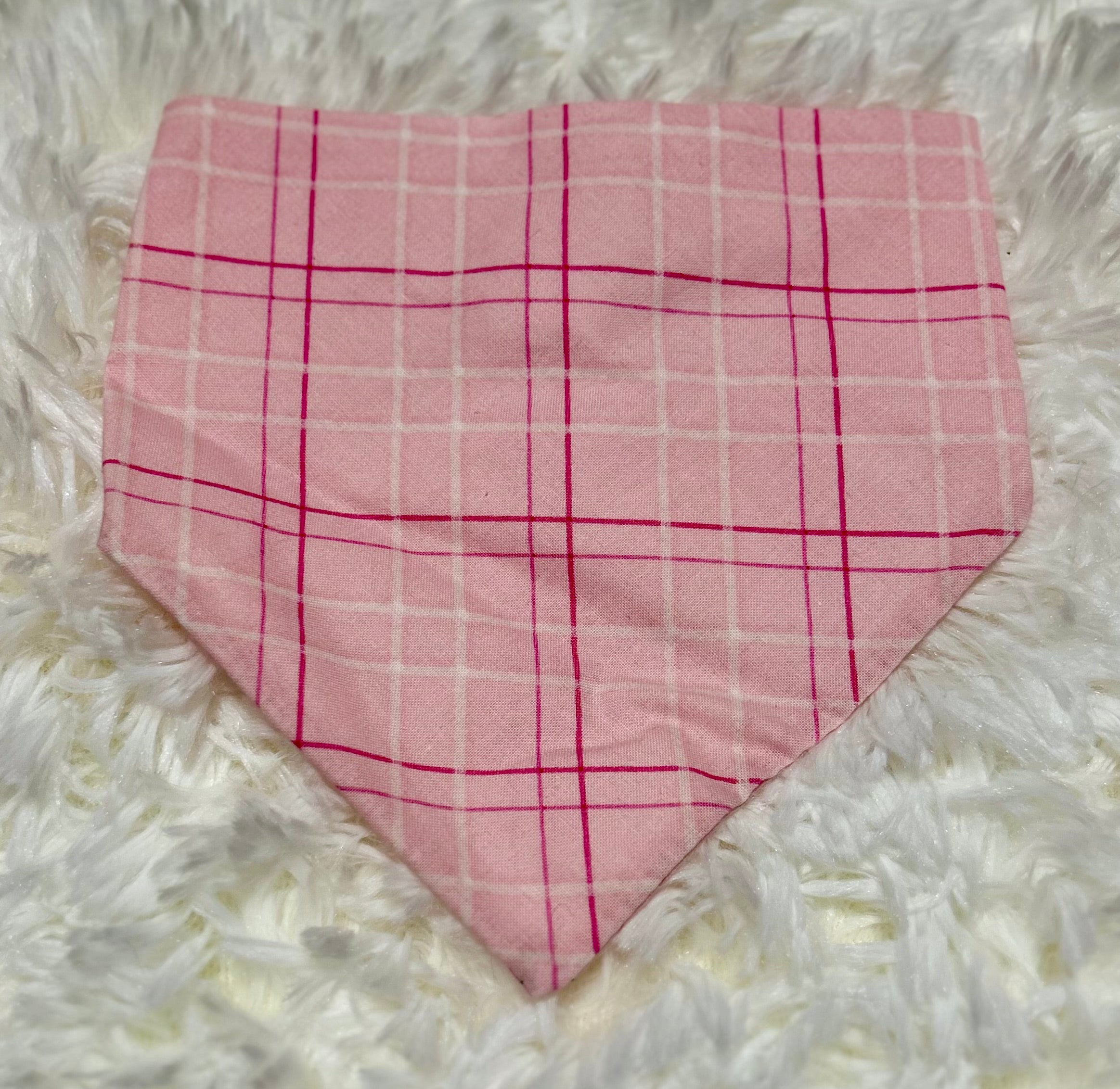 Pink Plaid Scrunchie Pet Bandana