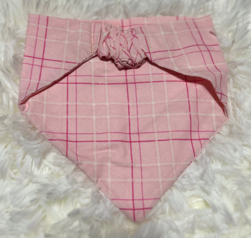 Pink Plaid Scrunchie Pet Bandana