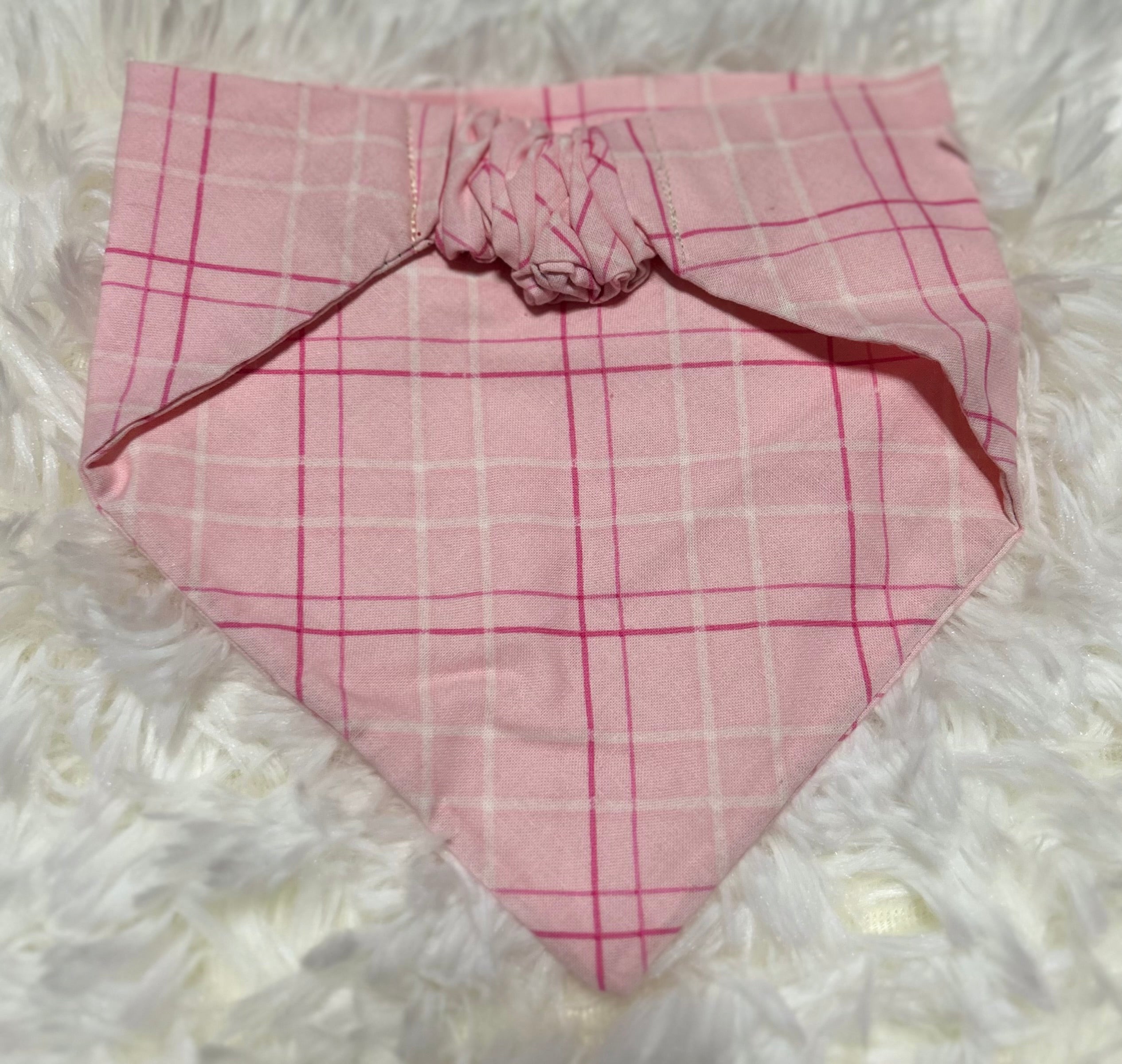 Pink Plaid Scrunchie Pet Bandana