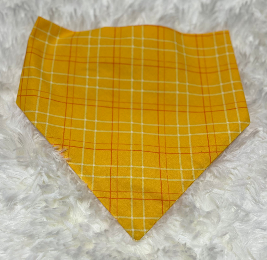 Yellow Plaid Scrunchie Pet Bandana