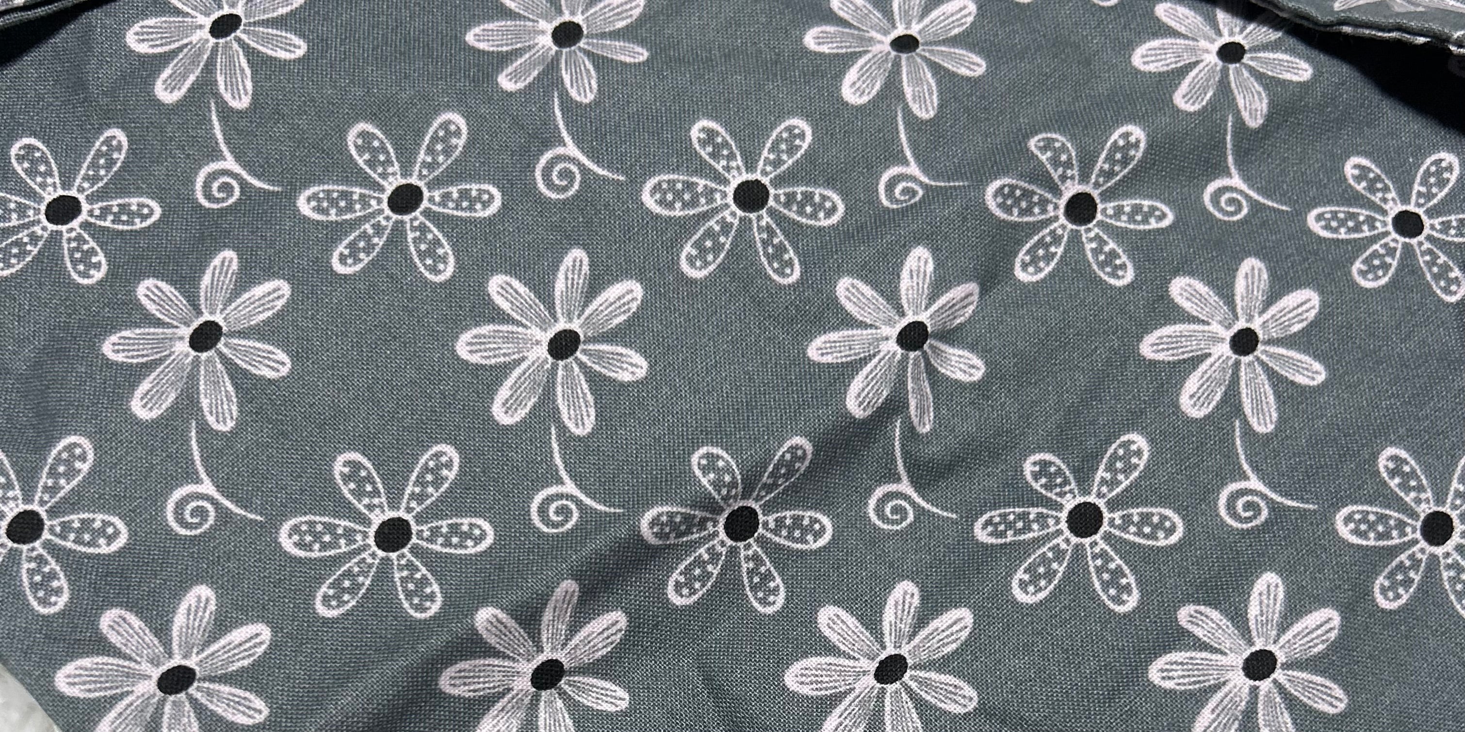 Grey with Pink Flowers Scrunchie Pet Bandana