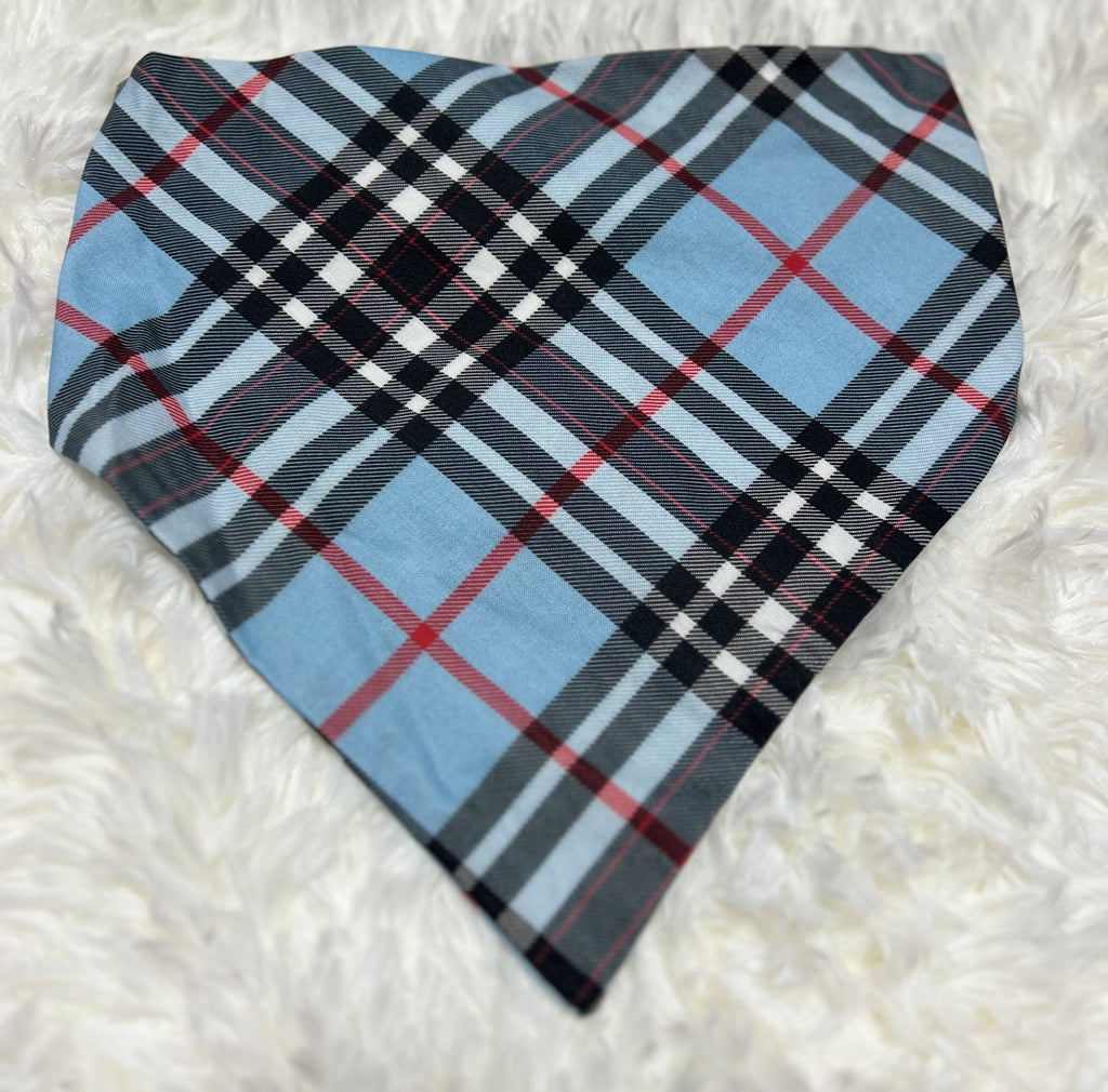 Blue/Black Plaid Scrunchie Pet Bandana