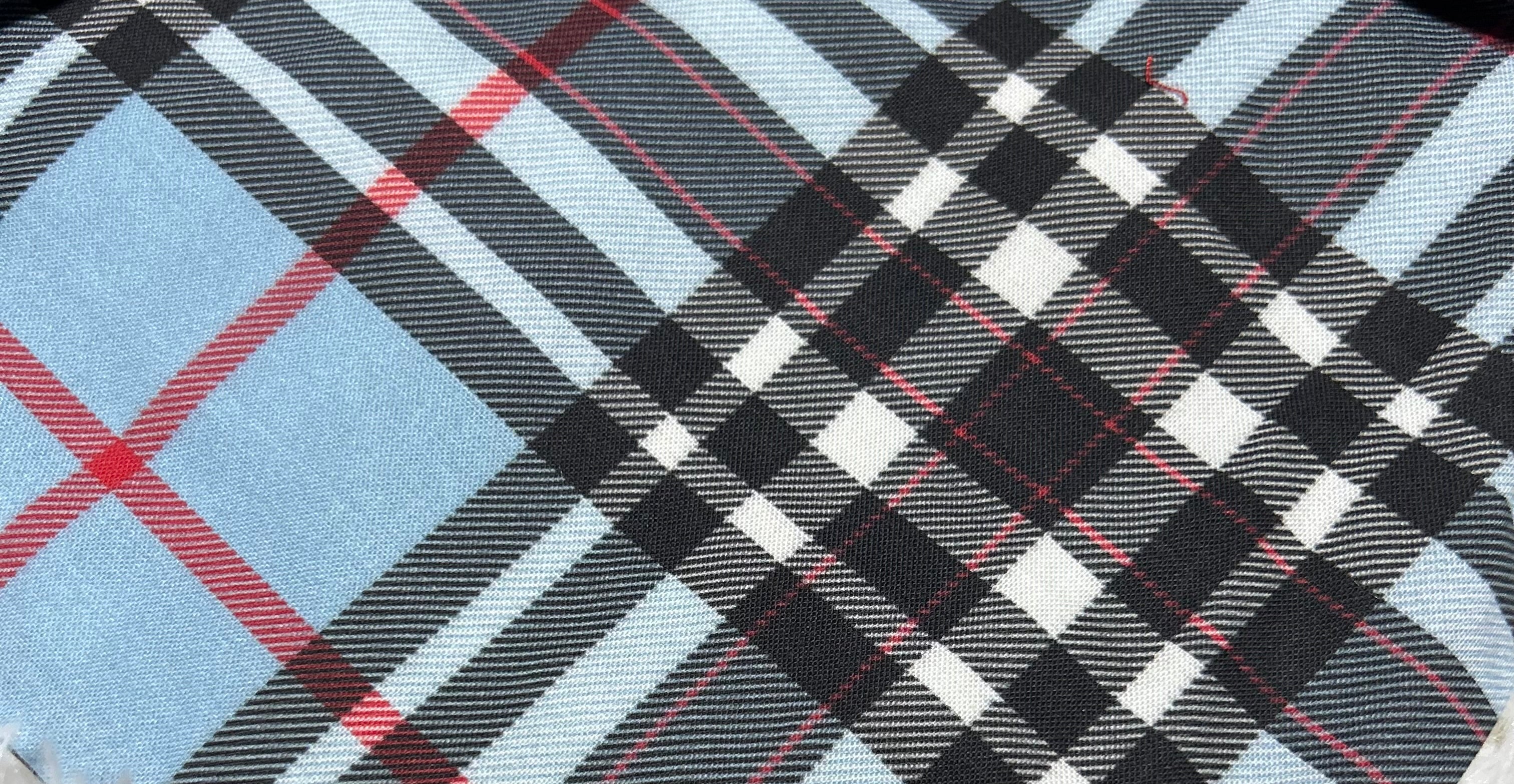 Blue/Black Plaid Scrunchie Pet Bandana