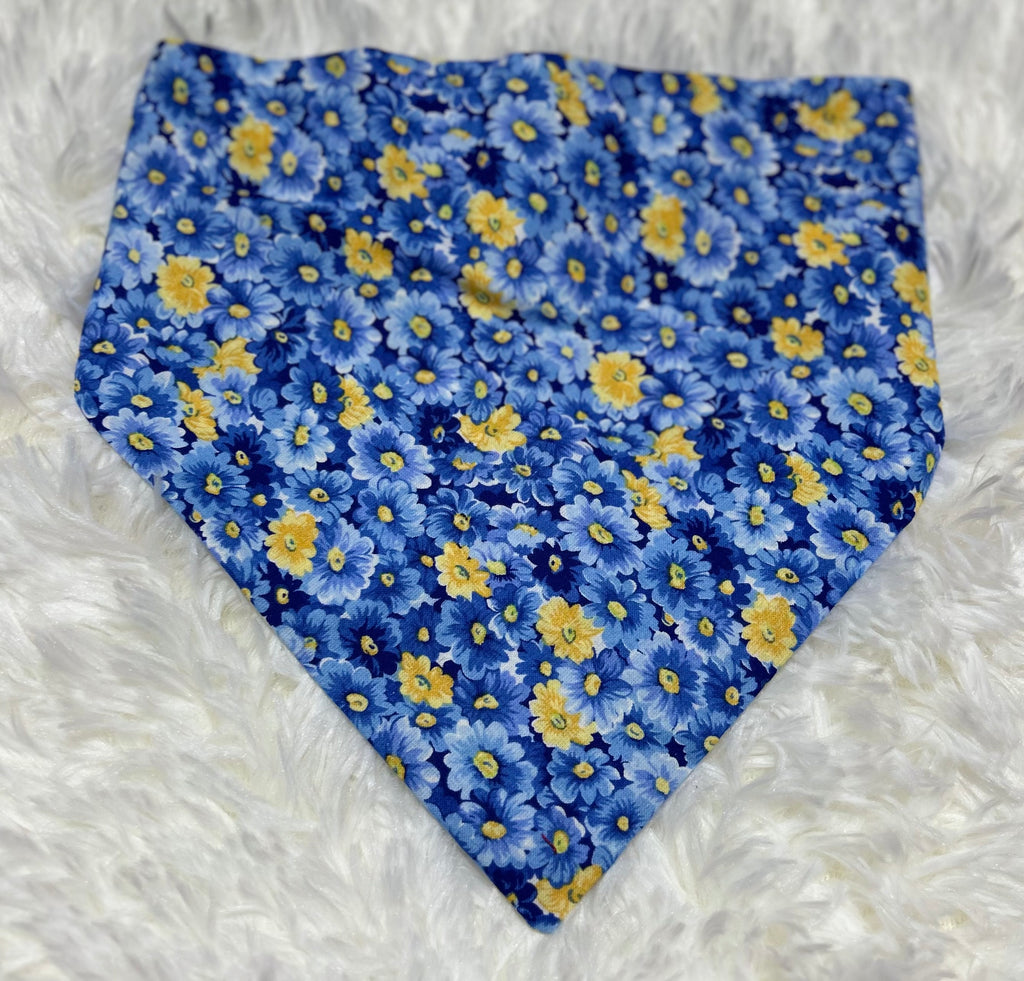 Blue/Yellow Flowers Scrunchie Pet Bandana