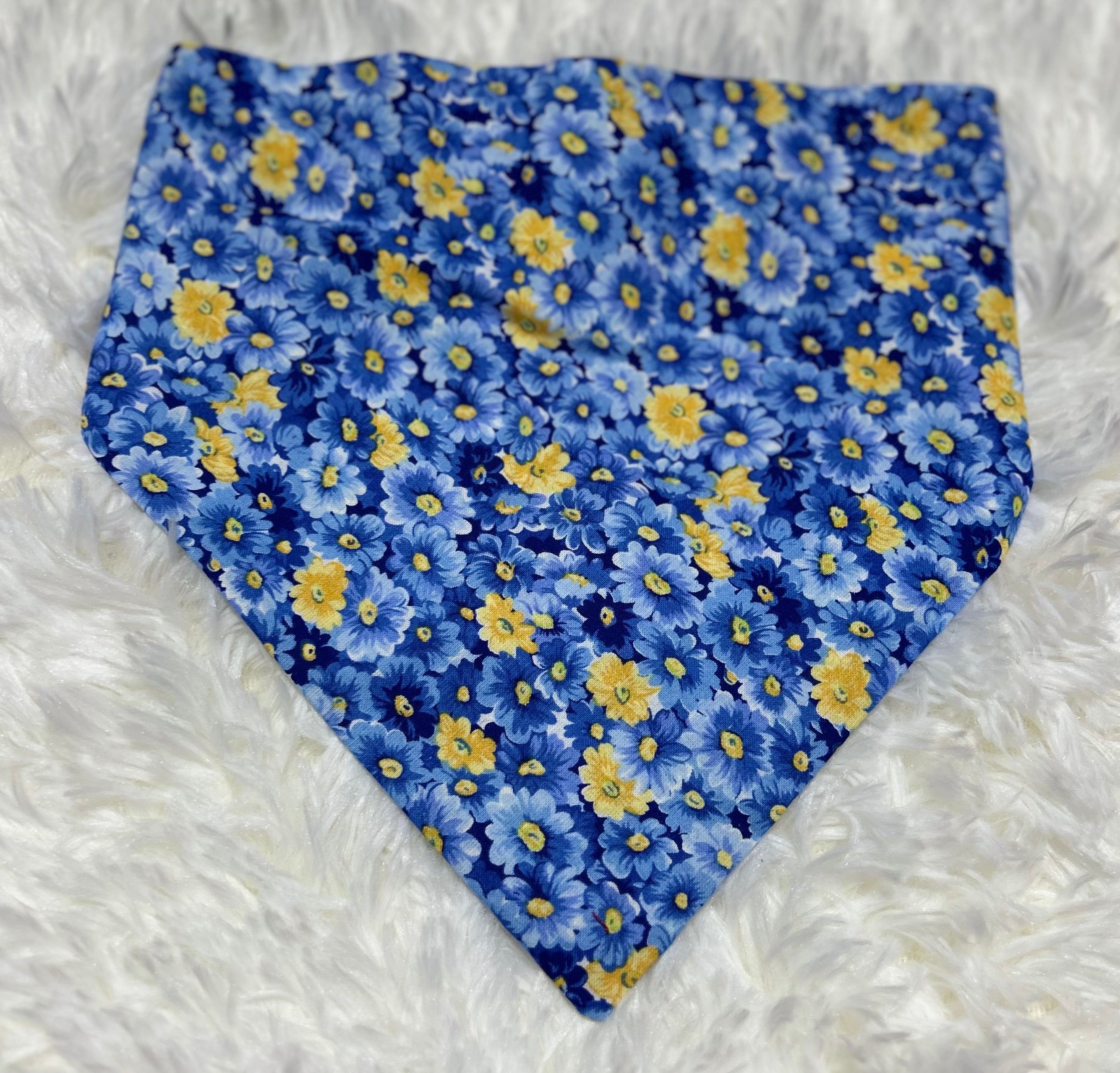 Blue/Yellow Flowers Scrunchie Pet Bandana