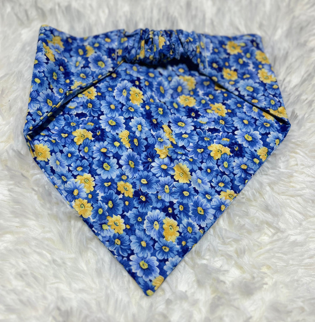 Blue/Yellow Flowers Scrunchie Pet Bandana