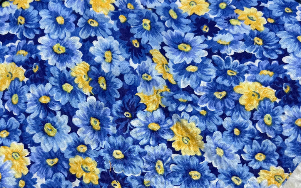 Blue/Yellow Flowers Scrunchie Pet Bandana