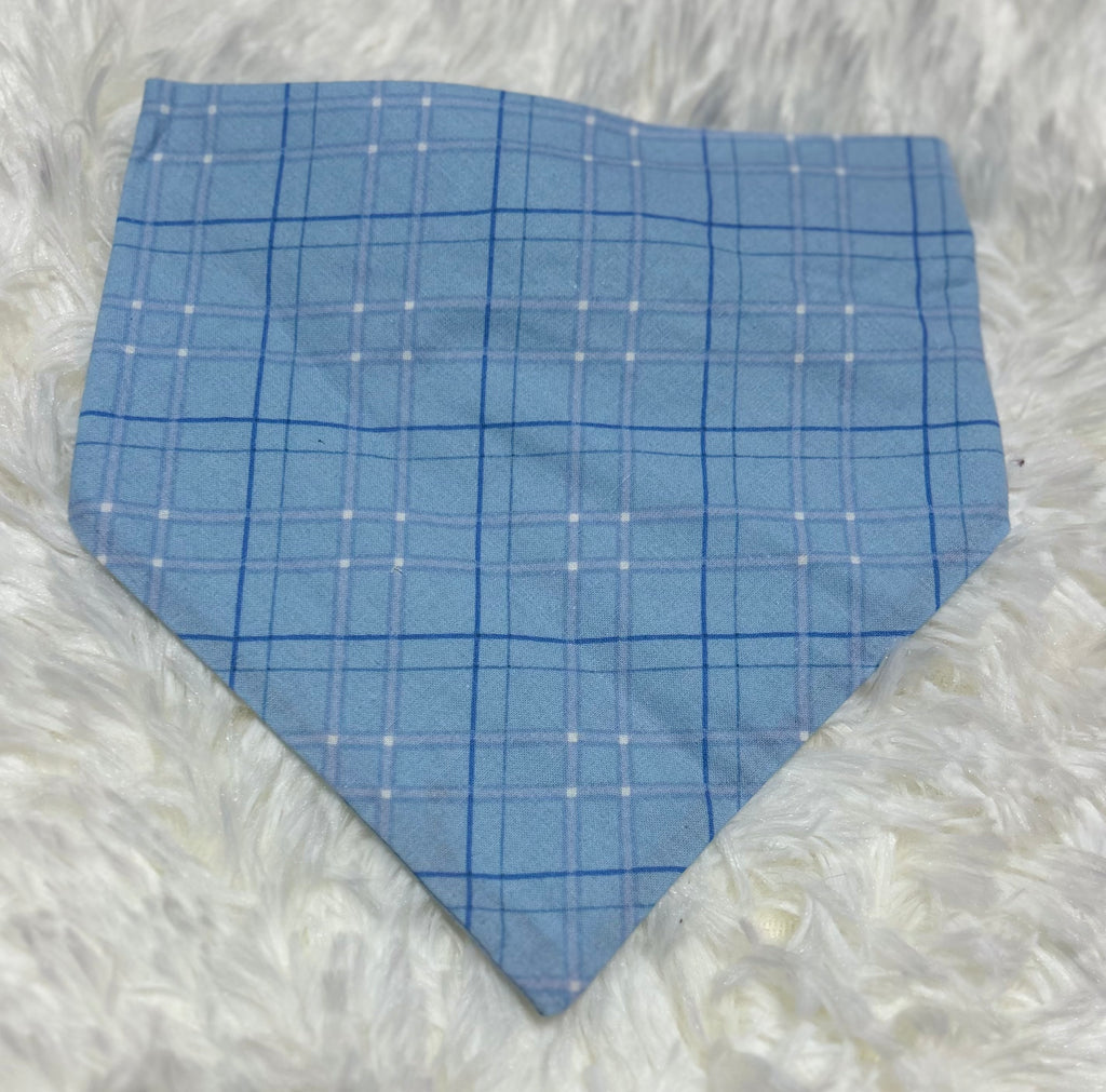 Blue Plaid Scrunchie Pet Bandana
