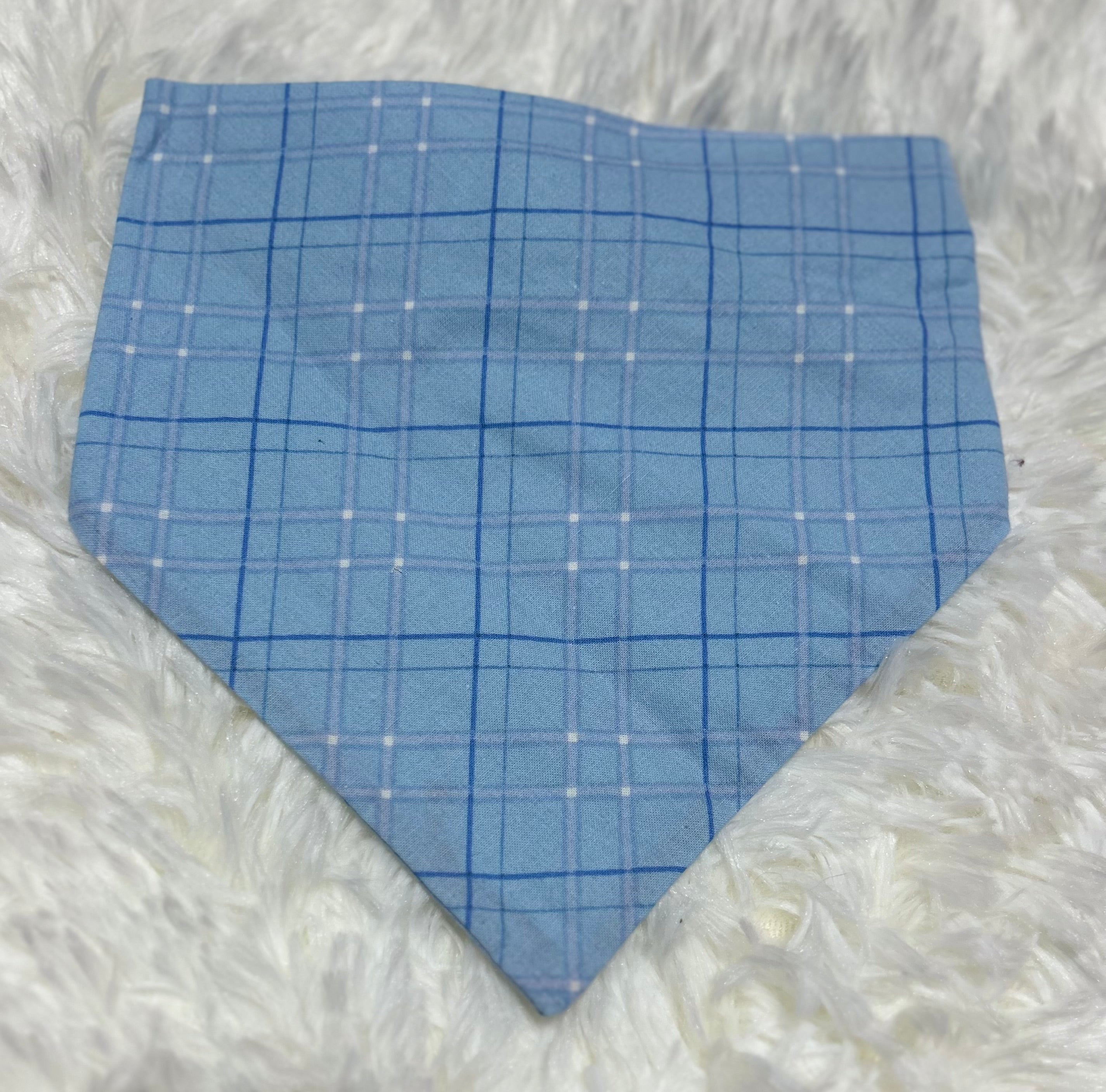 Blue Plaid Scrunchie Pet Bandana