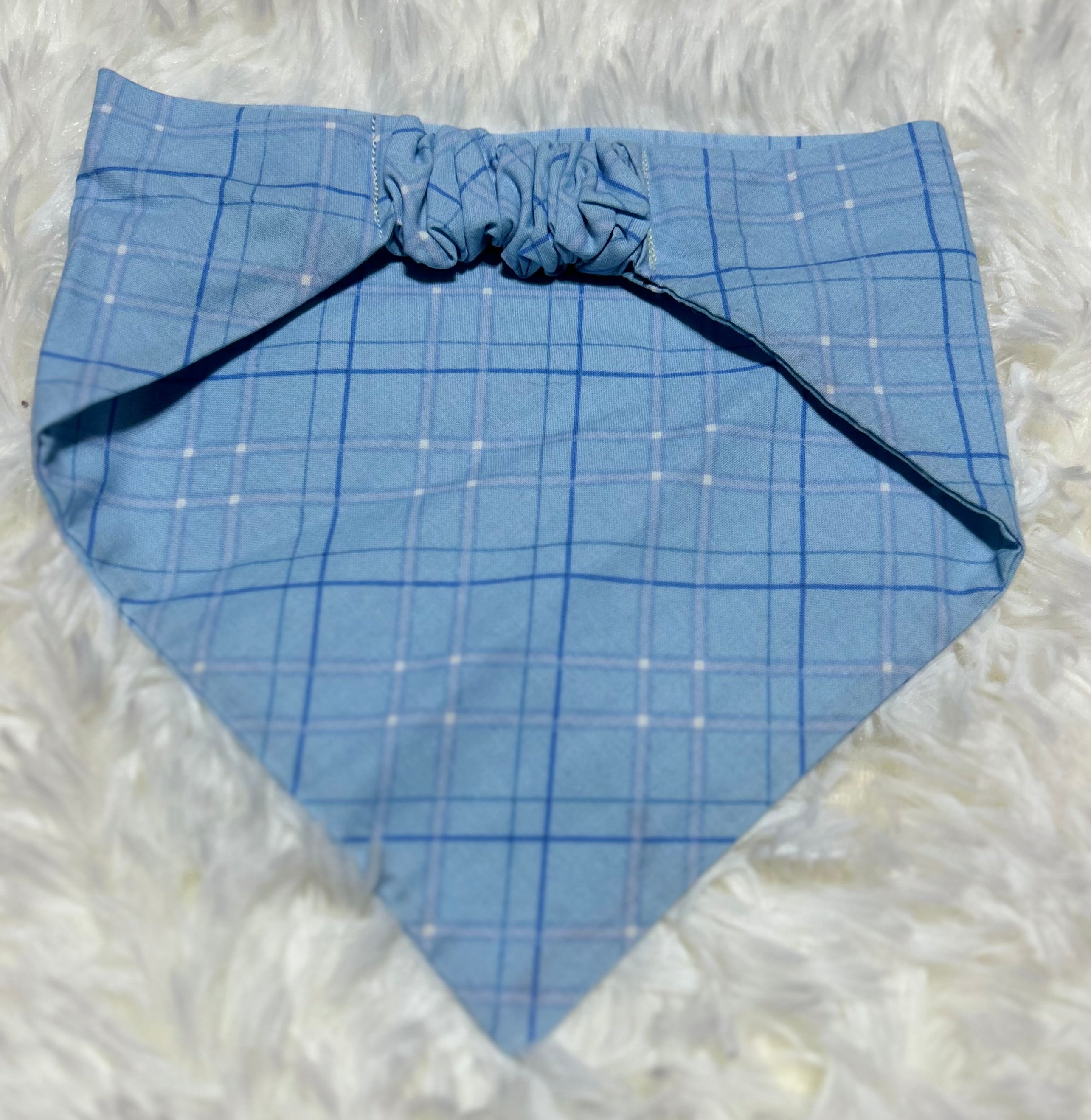 Blue Plaid Scrunchie Pet Bandana