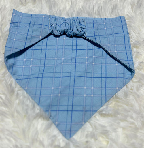 Blue Plaid Scrunchie Pet Bandana