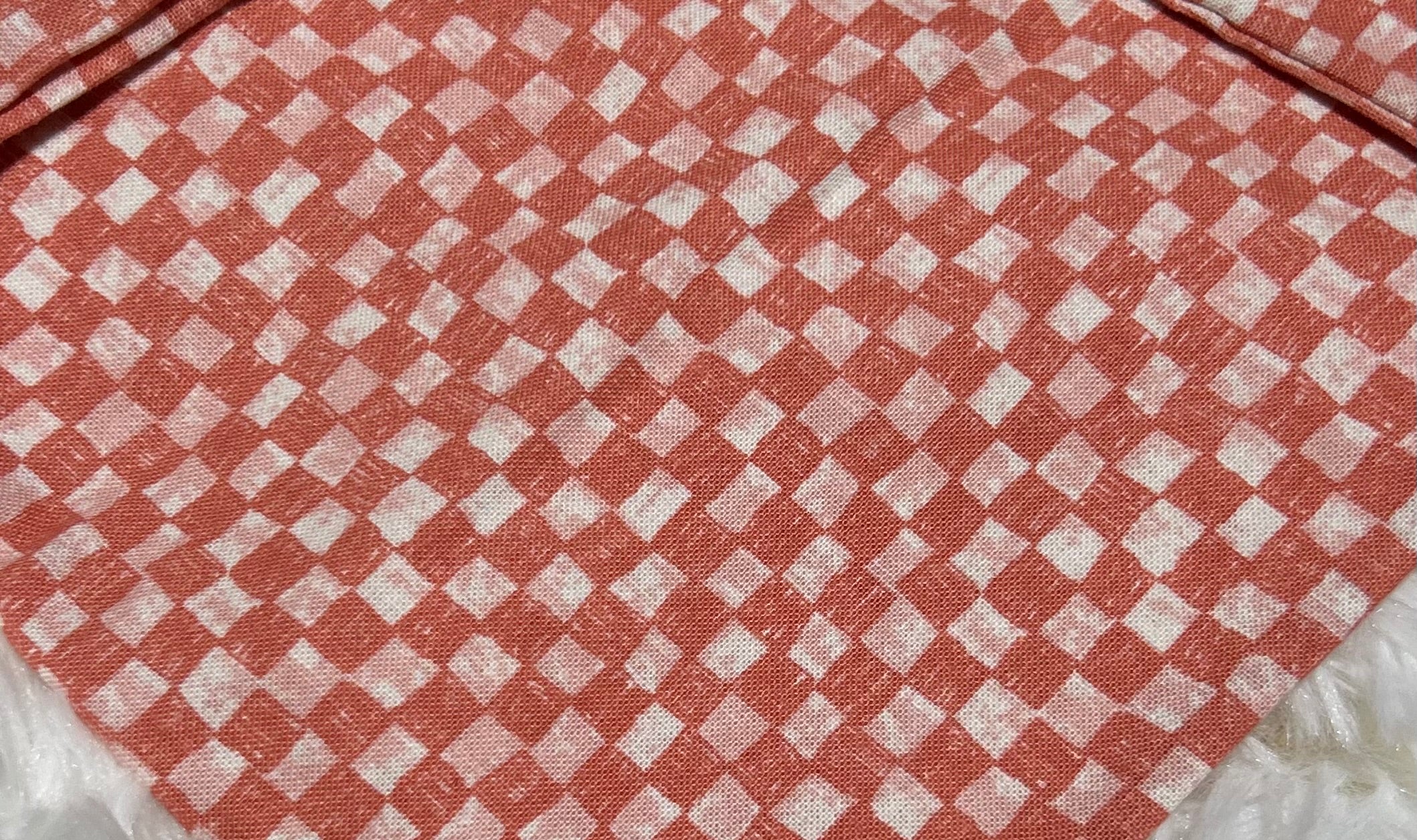 Salmon Small Checkered Scrunchie Pet Bandana
