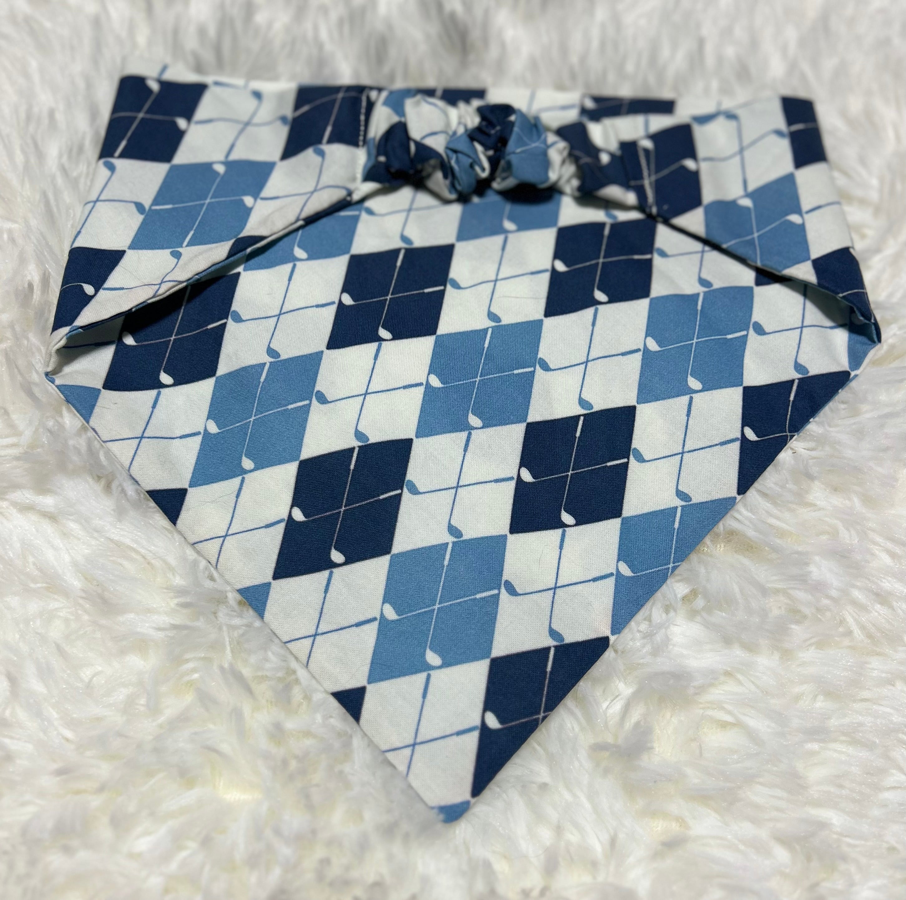 Blue Golf Scrunchie Pet Bandana