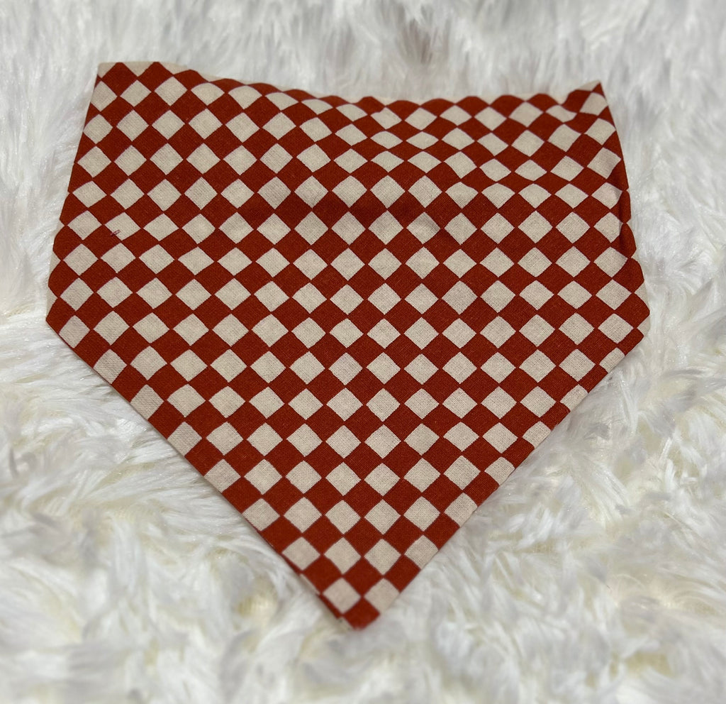 Brick Checkerprint Scrunchie Pet Bandana