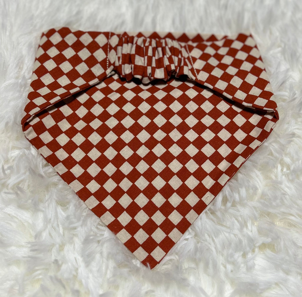 Brick Checkerprint Scrunchie Pet Bandana