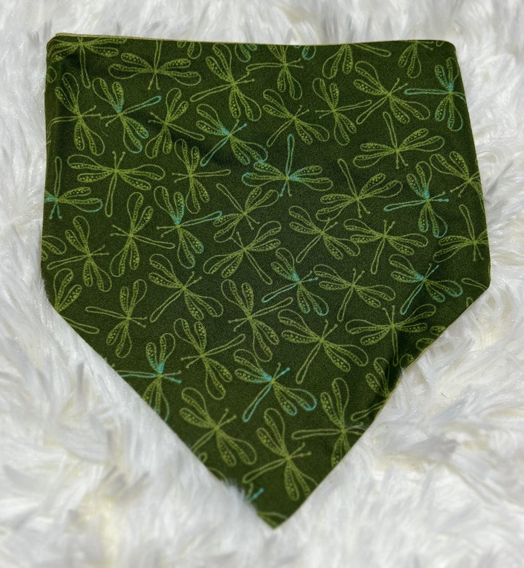 Dragonfly/Green Reversible Scrunchie Pet Bandana