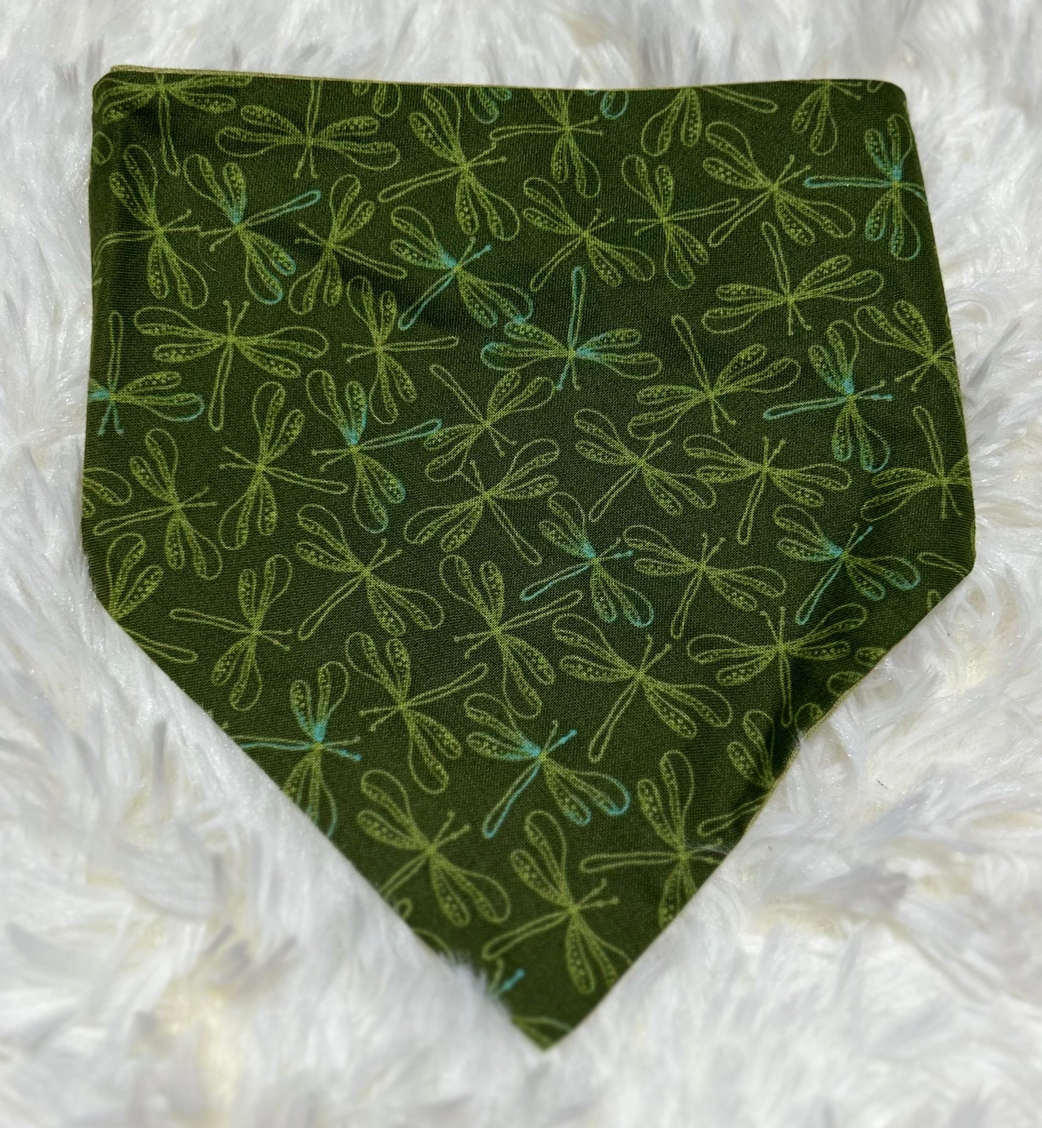 Dragonfly/Green Reversible Scrunchie Pet Bandana