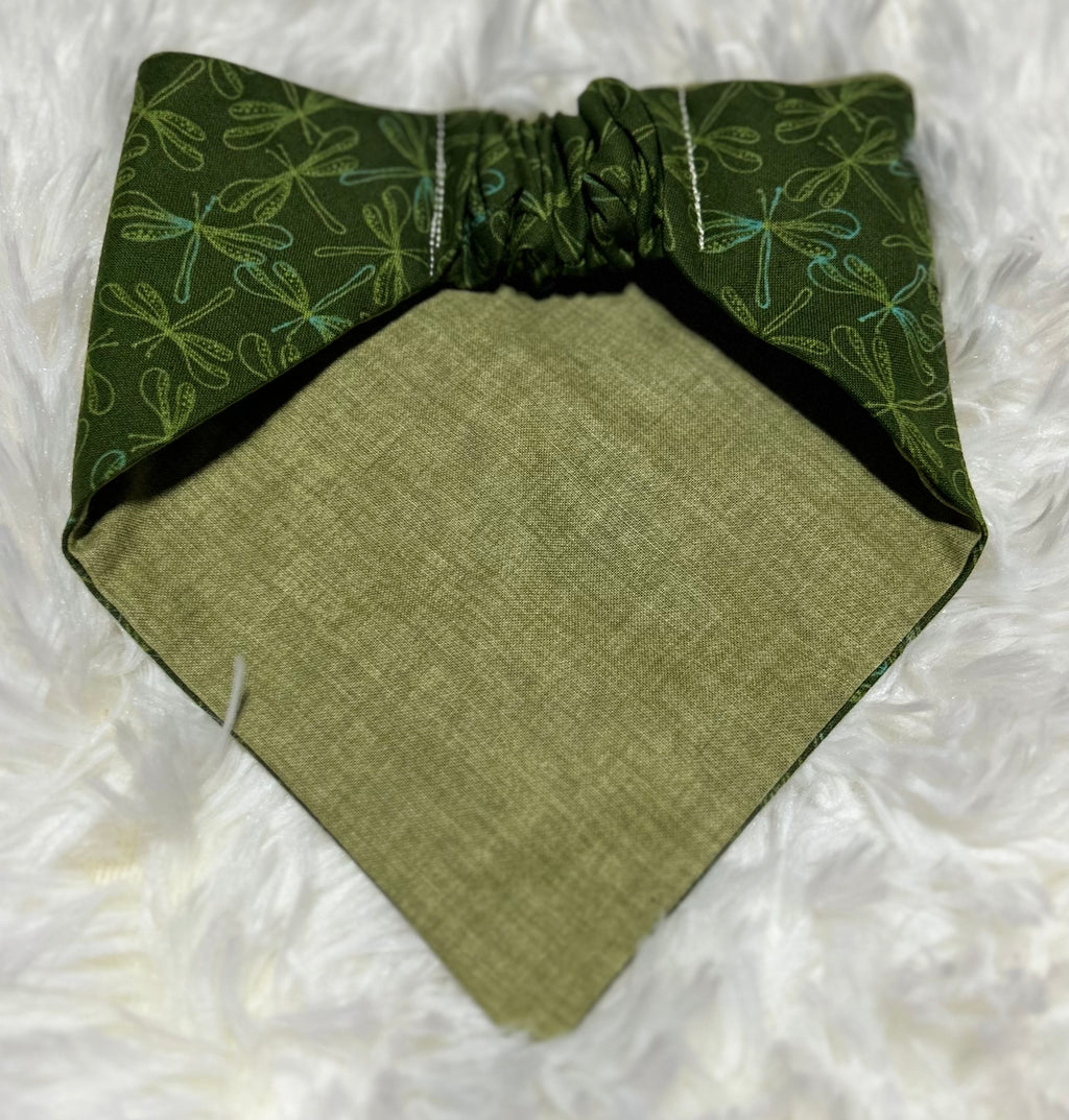 Dragonfly/Green Reversible Scrunchie Pet Bandana