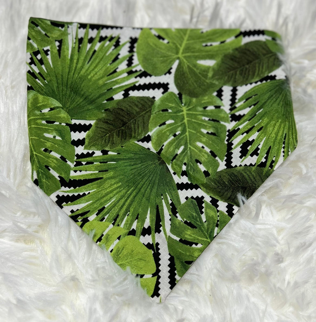 Monstera/Green Reversible Scrunchie Pet Bandana