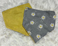 Grey Daisies/Yellow Reversible Scrunchie Pet Bandana