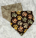 Paws/Beige Reversible Scrunchie Pet Bandana
