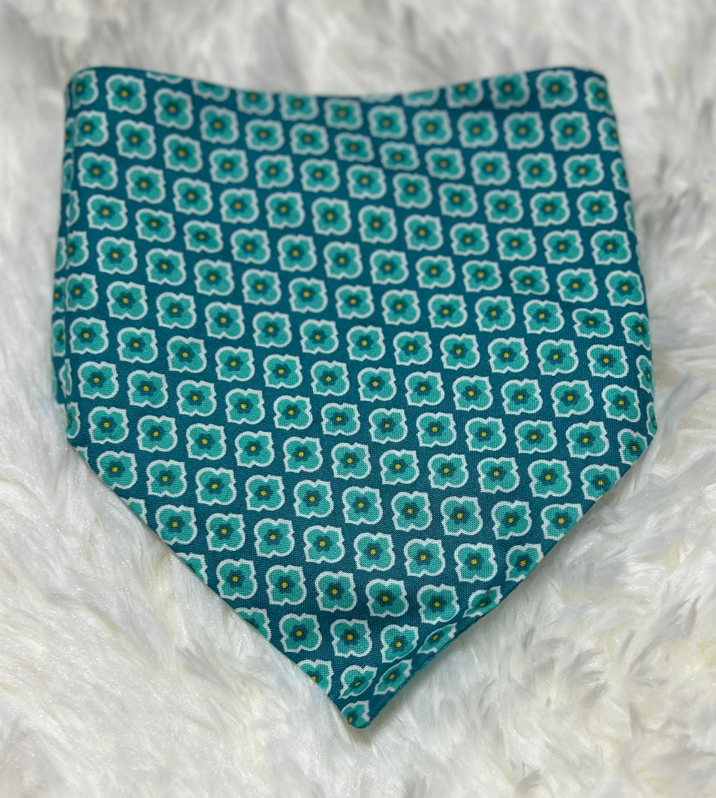Turquoise Geometric Reversible Scrunchie Pet Bandana