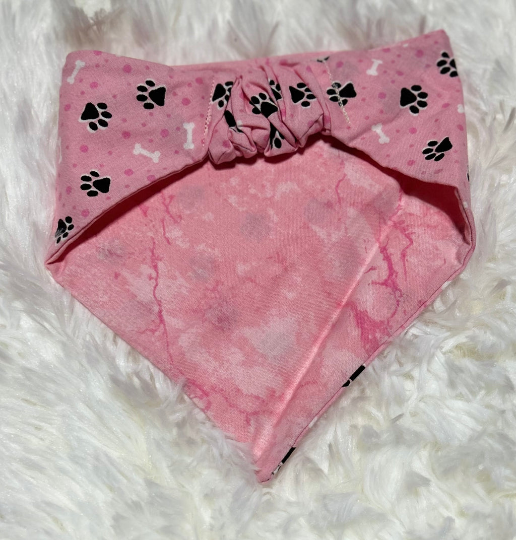 Pink Paws/Pink Reversible Scrunchie Pet Bandana