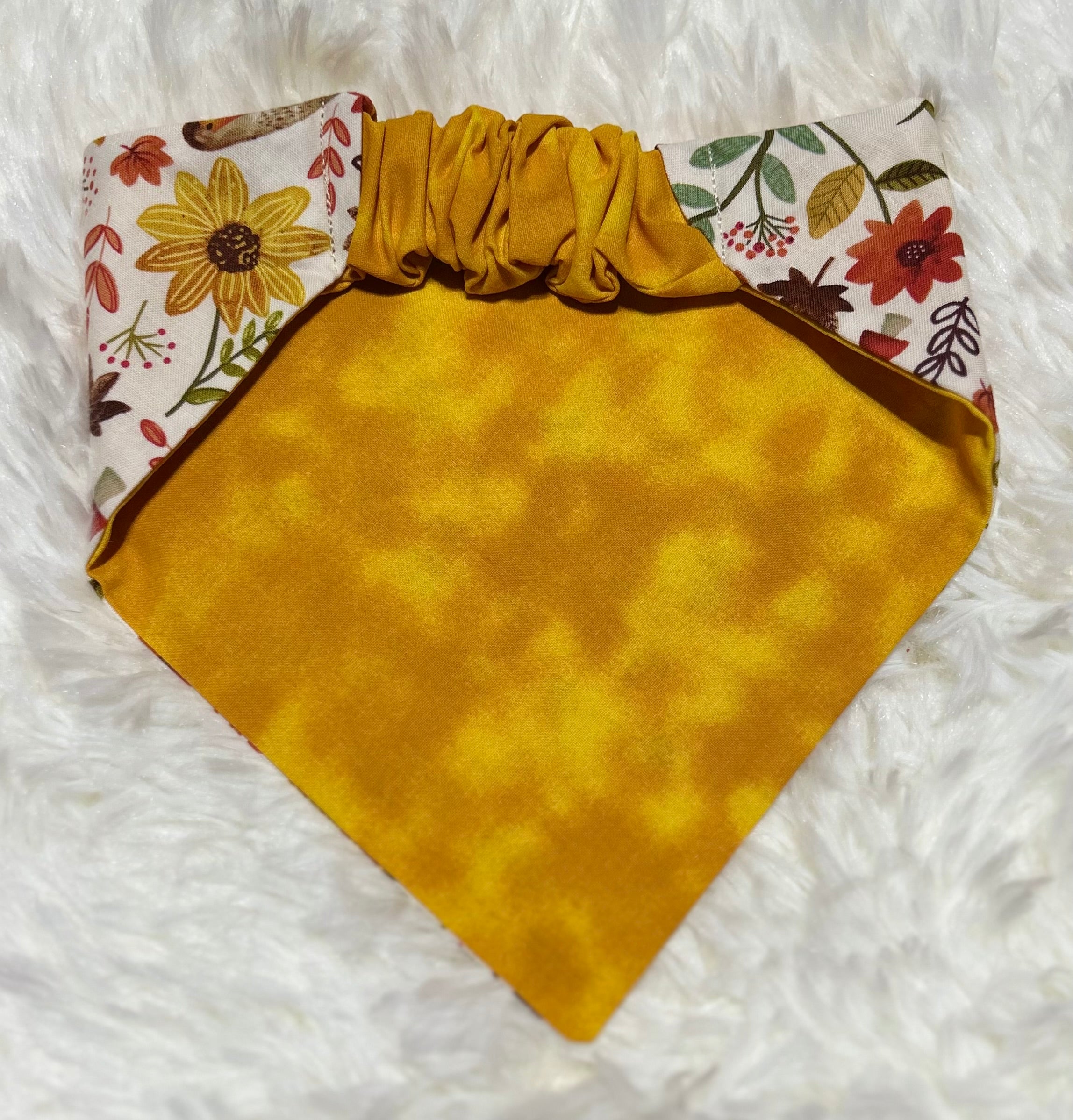 Nature/Yellow Reversible Scrunchie Pet Bandana