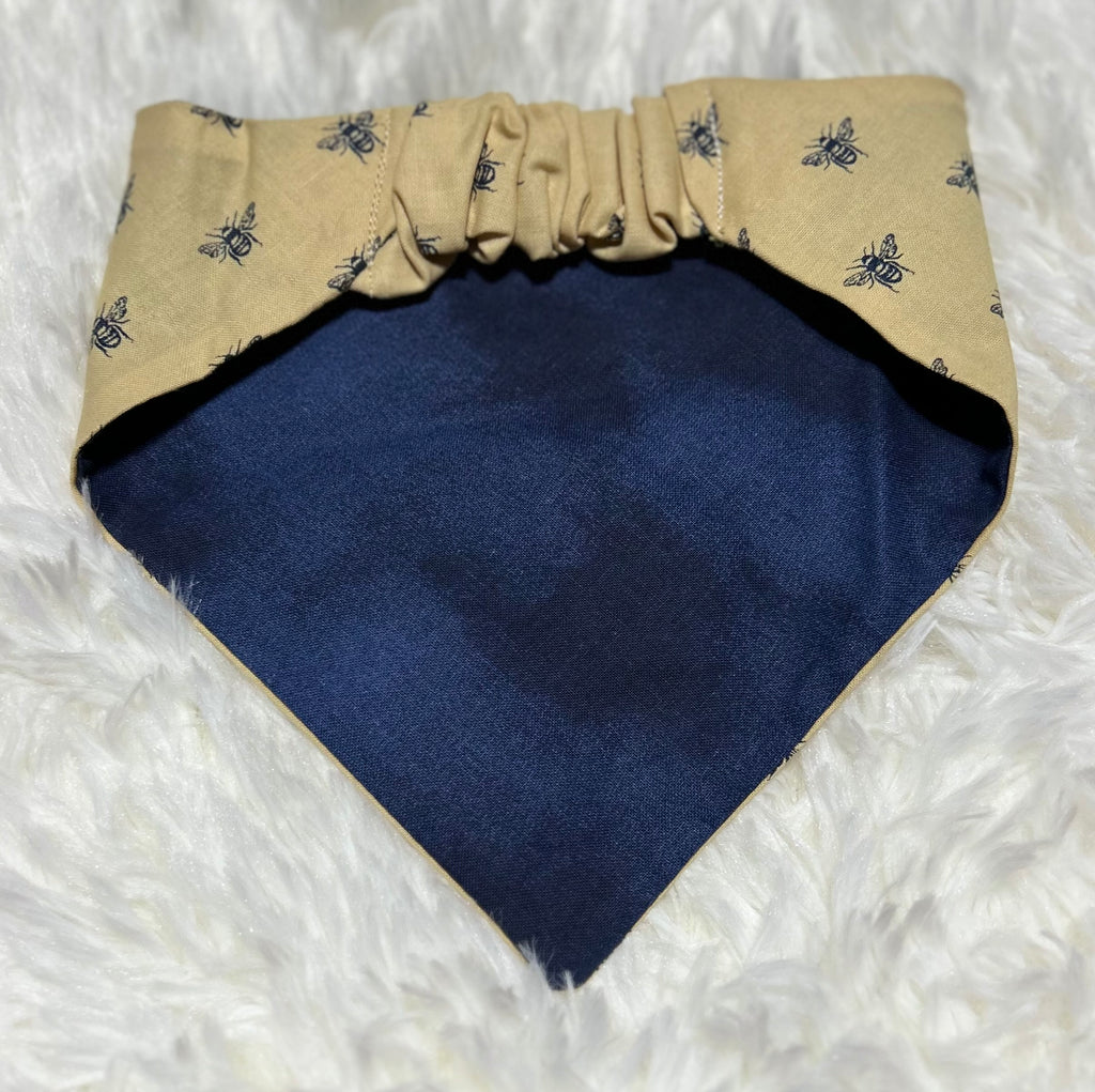 Blue Bees/Blue Reversible Scrunchie Pet Bandana