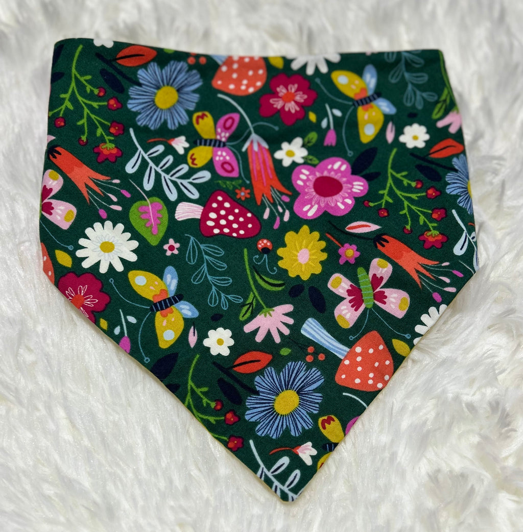 Folk Art/Yellow Polka Dots Reversible Scrunchie Pet Bandana
