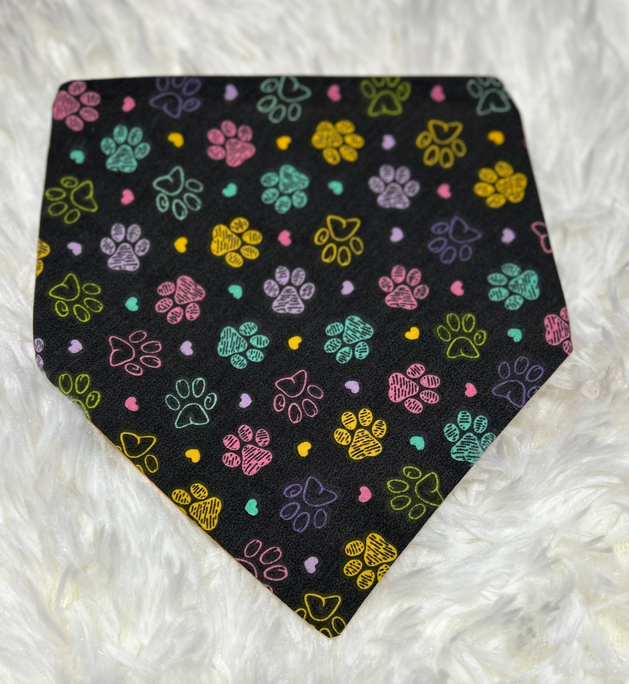 Paws on Black Reversible Scrunchie Pet Bandana