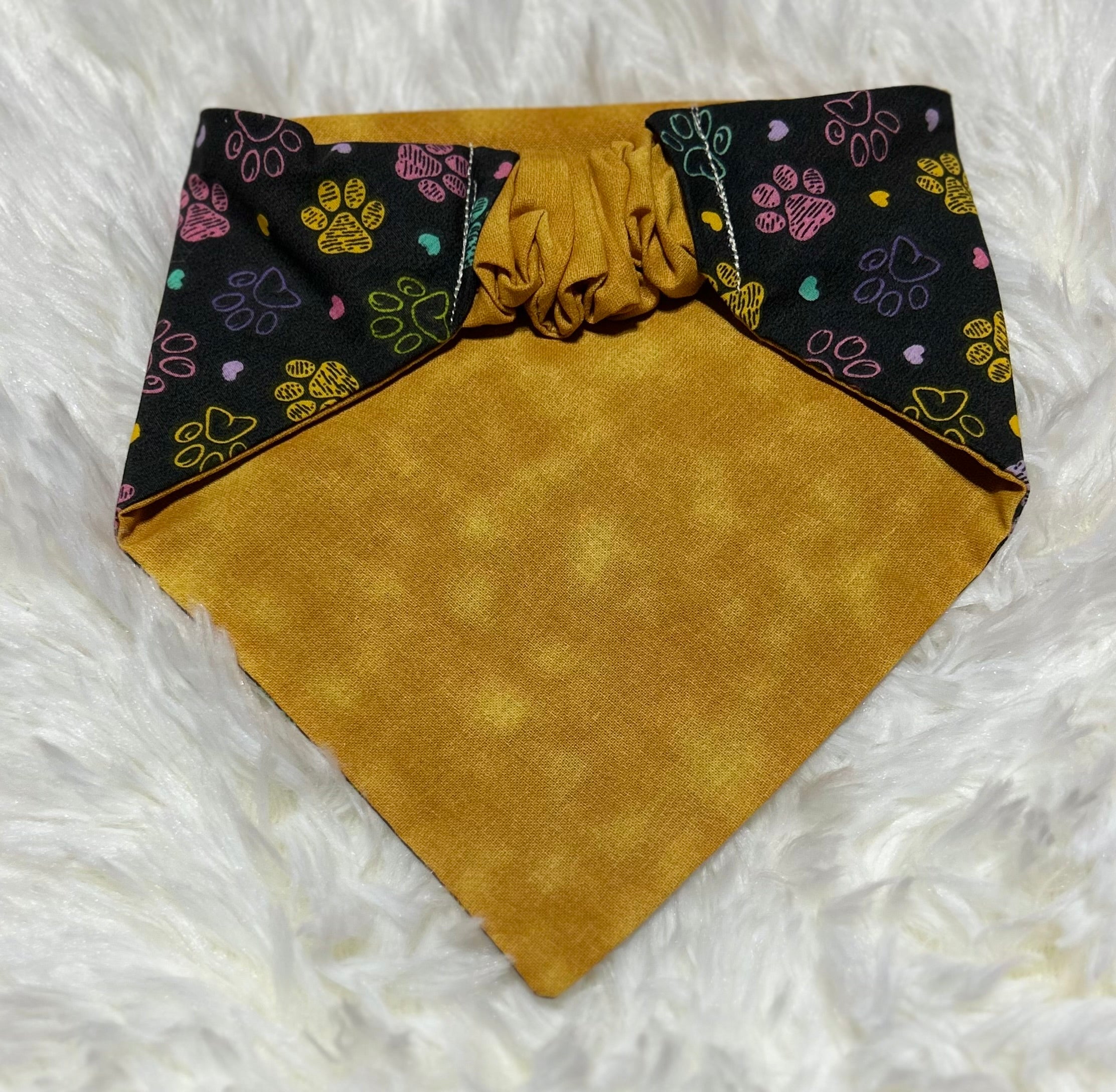 Paws on Black Reversible Scrunchie Pet Bandana