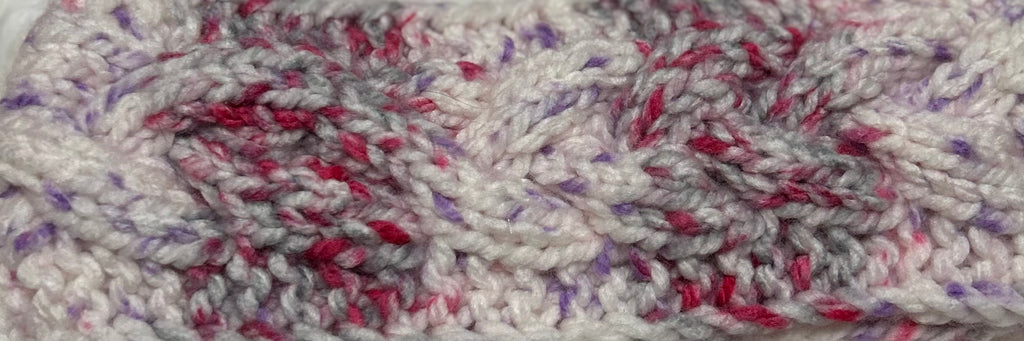 Knitted headband - cream/pink/grey
