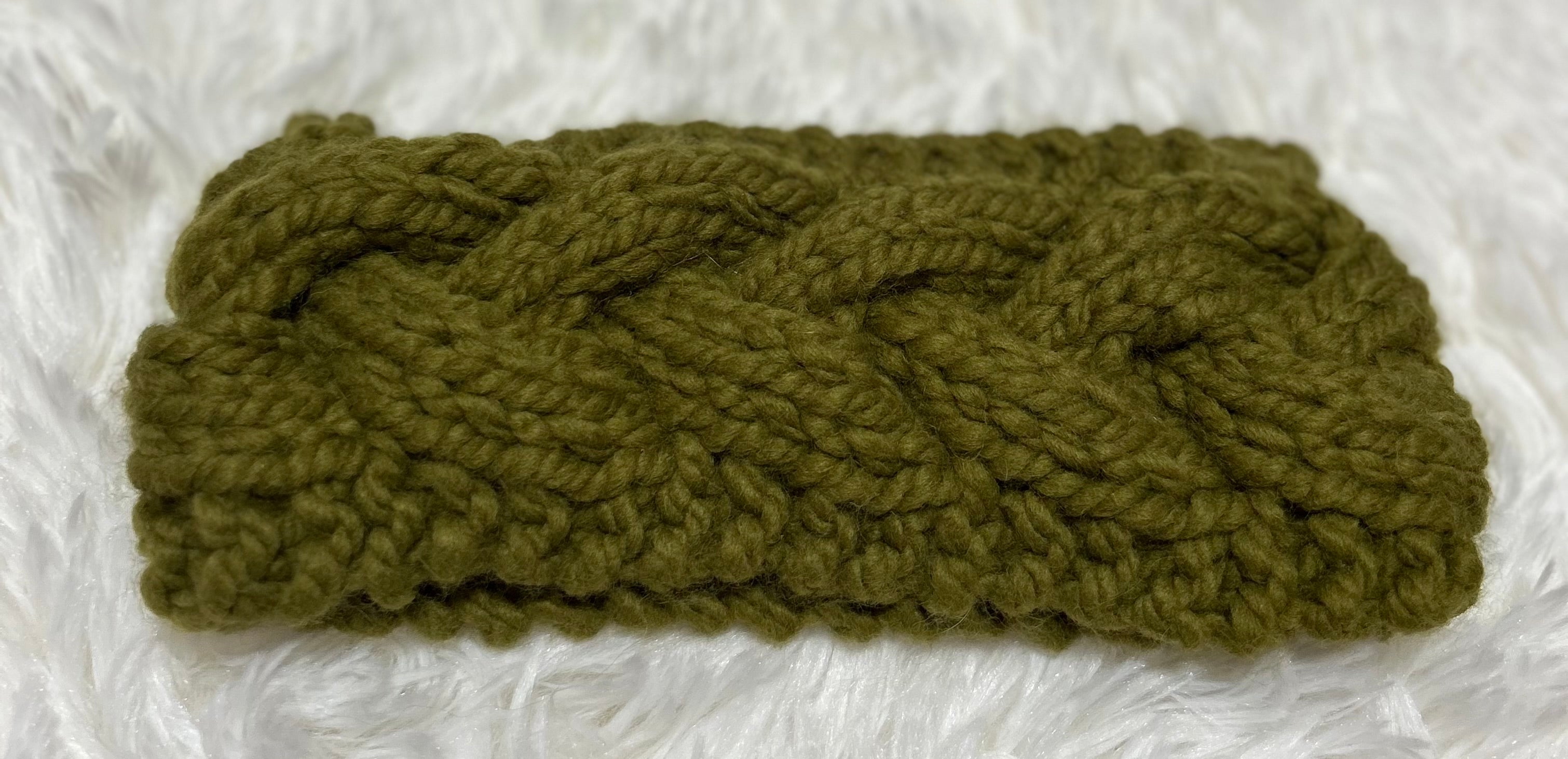 Knitted headband - olive green