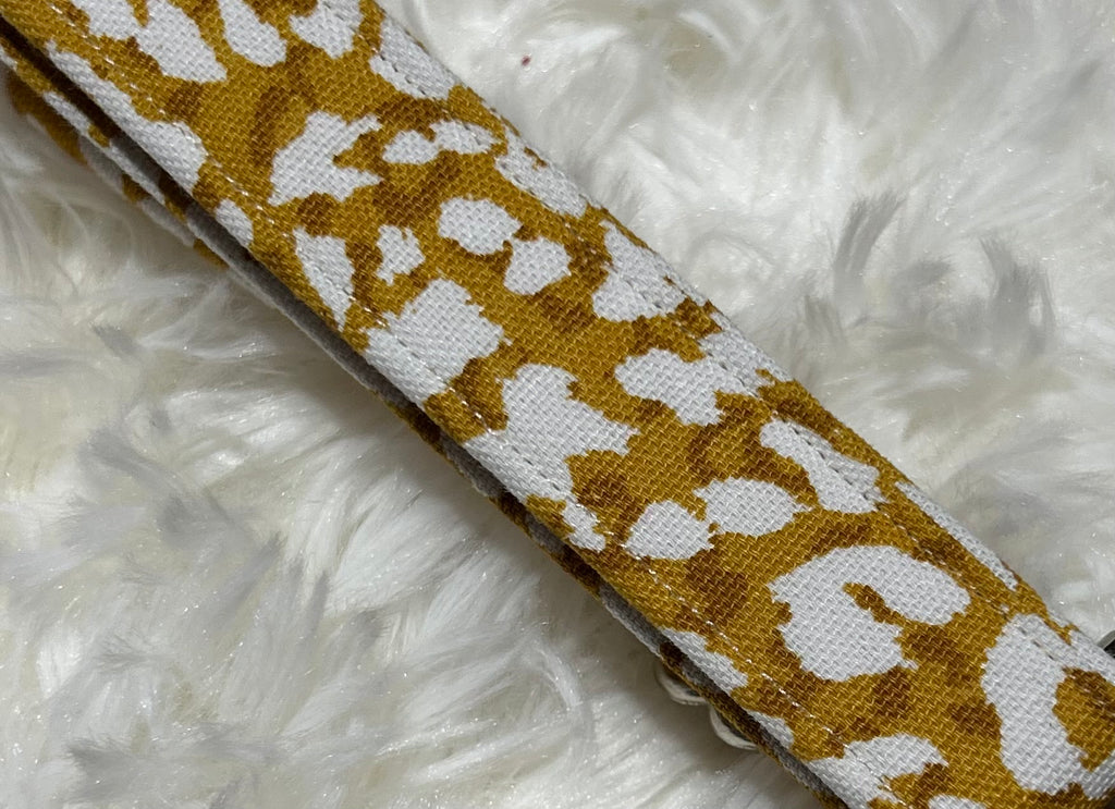Mustard Cheetah Pet Collars with Metal Hardware