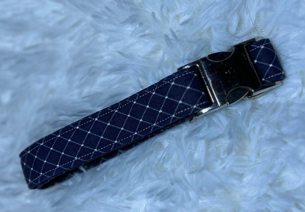 Blue Diamonds Pet Collars with Metal Hardware