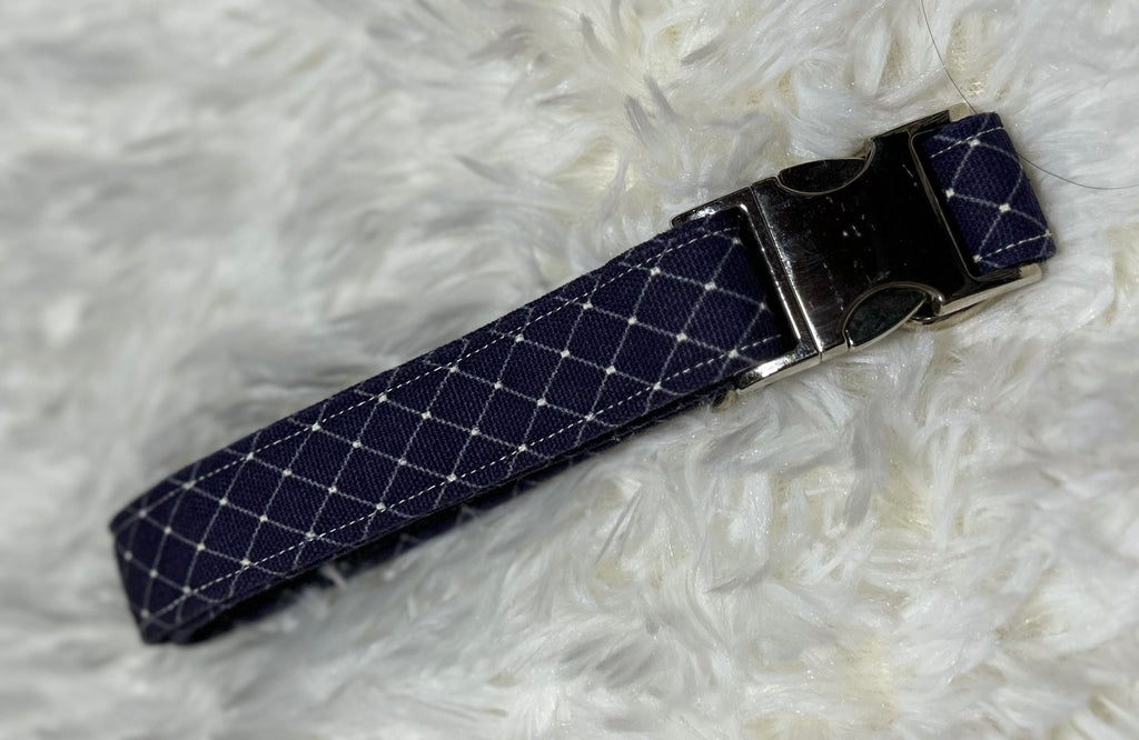 Blue Diamonds Pet Collars with Metal Hardware