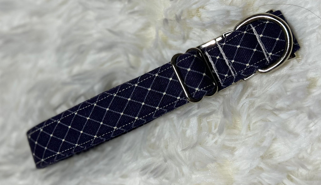 Blue Diamonds Pet Collars with Metal Hardware