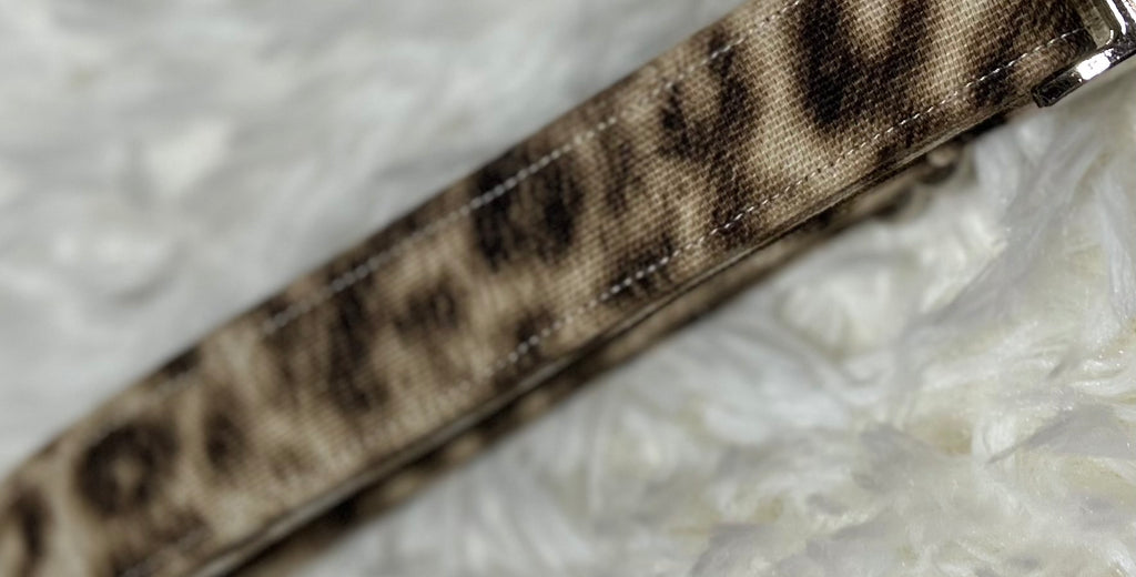 Brown Cheetah Pet Collars with Metal Hardware