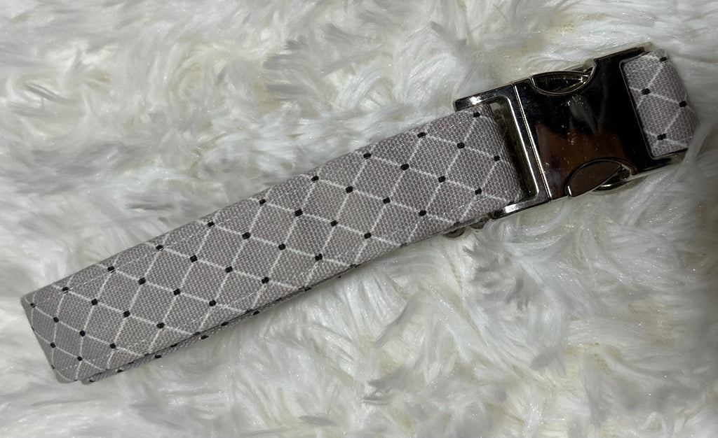 Grey Diamonds Pet Collars with Metal Hardware