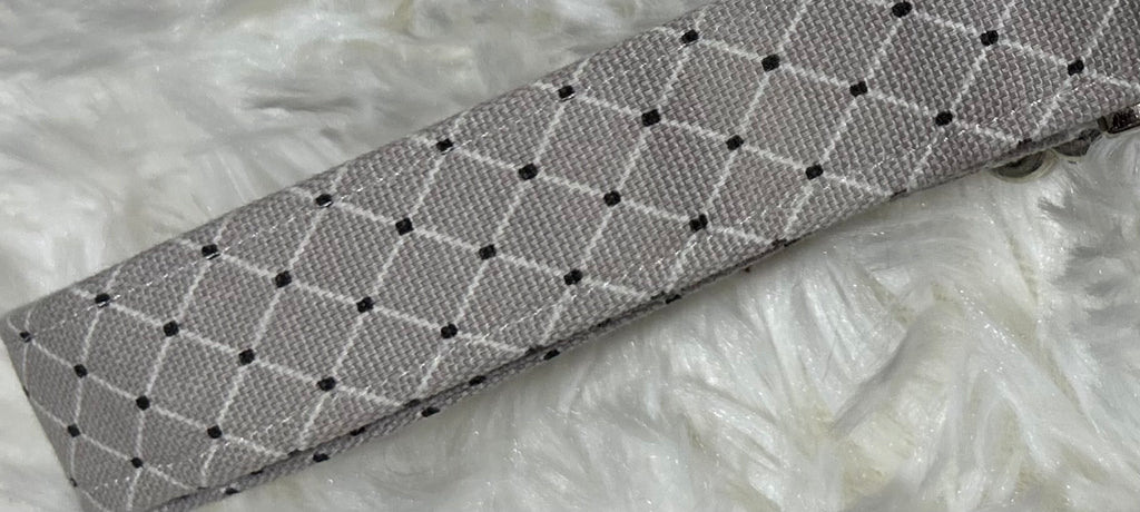Grey Diamonds Pet Collars with Metal Hardware