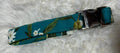 Aqua Floral Pet Collars with Metal Hardware