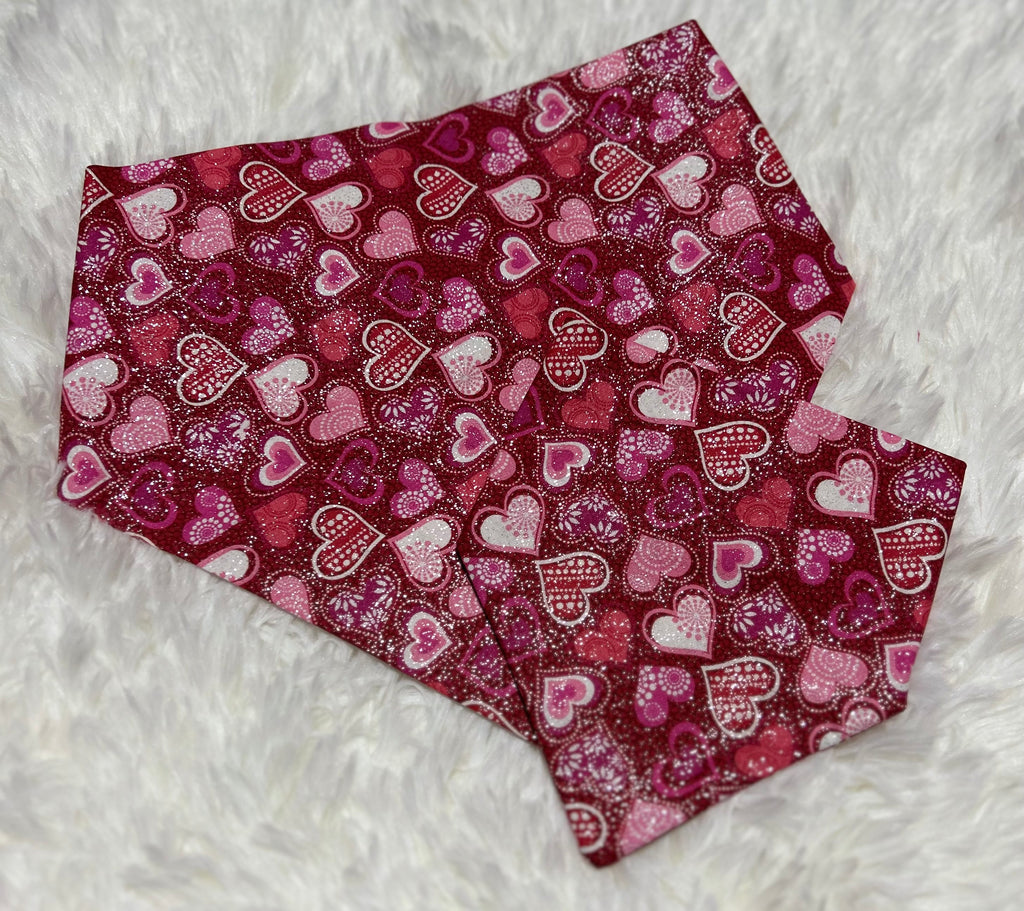 Pink/Red Sparkle Hearts Valentine Scrunchie Pet Bandana