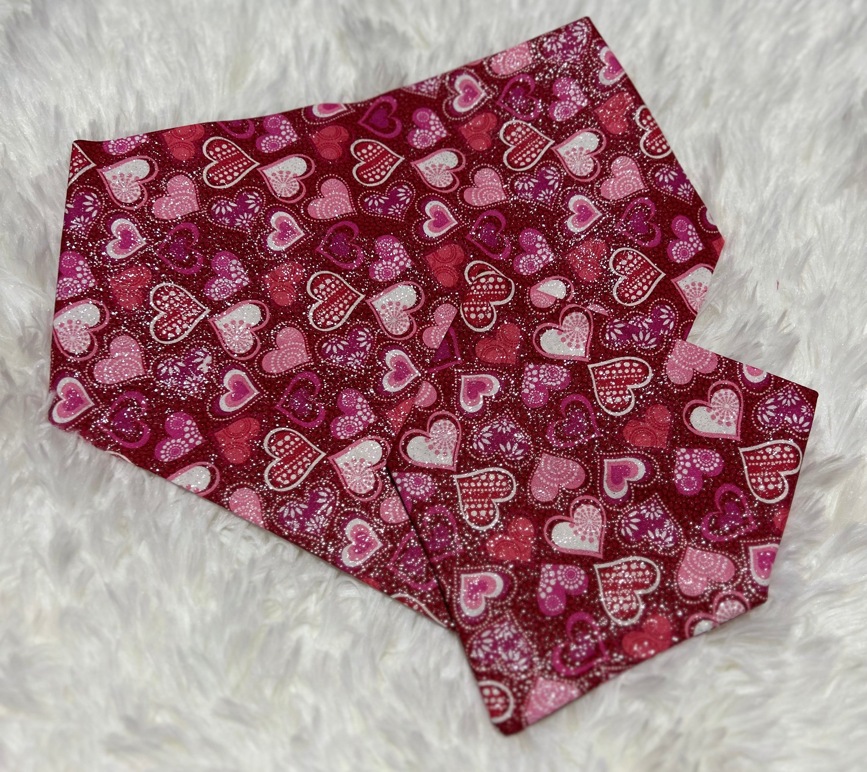 Pink/Red Sparkle Hearts Valentine Scrunchie Pet Bandana