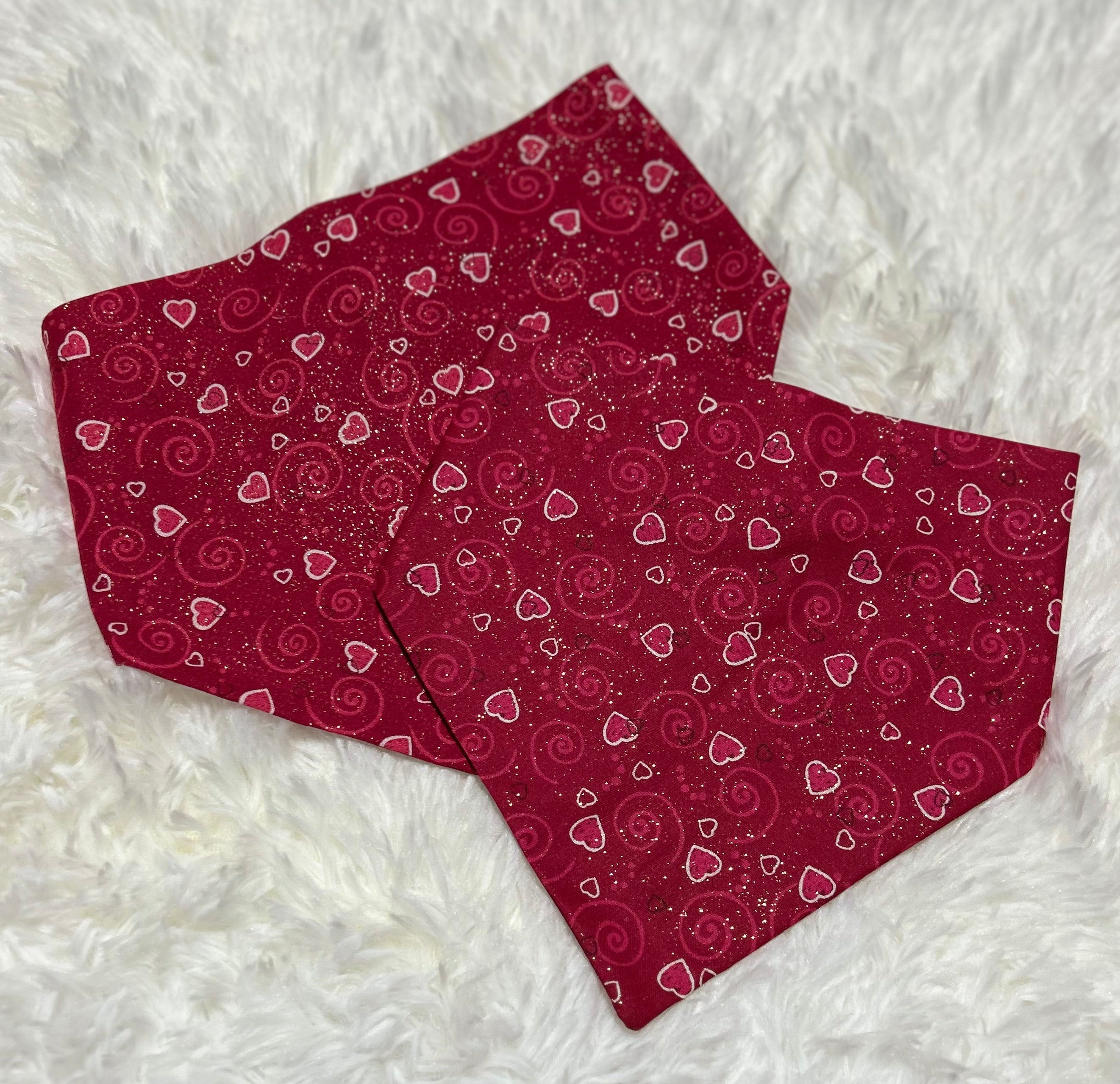 Red Sparkle Hearts Valentine Scrunchie Pet Bandana