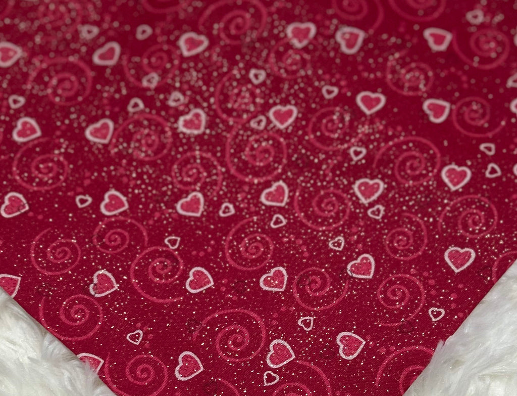 Red Sparkle Hearts Valentine Scrunchie Pet Bandana