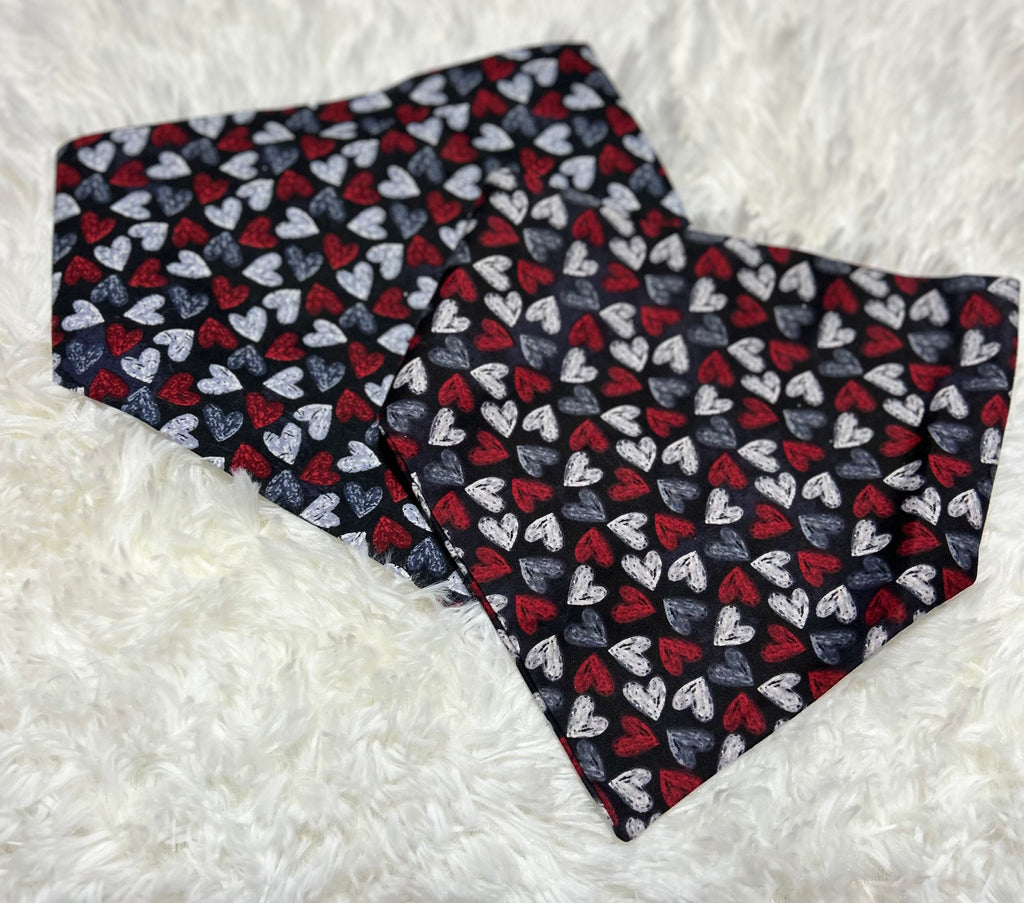 Black Chalk Hearts Valentine Scrunchie Pet Bandana